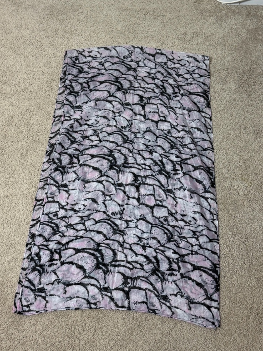 Pink Black Abstract Floral Lightweight Scarf Wrap Oblong